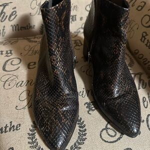 Ecco Brown Snakeskin Ankle Booties
